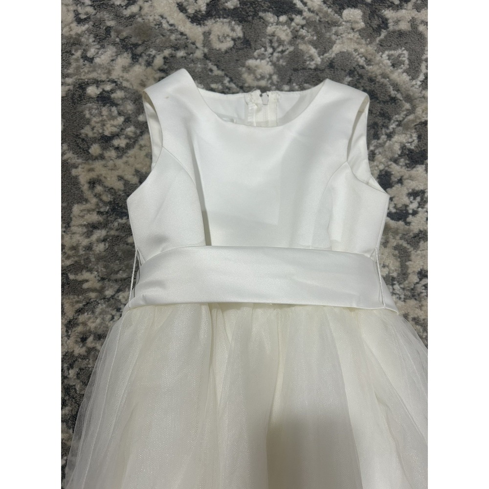 Davids Bridal Jr Bridesmaid‎ Flower Girls 4 Dress Ivory Formal Maxi Satin Tulle